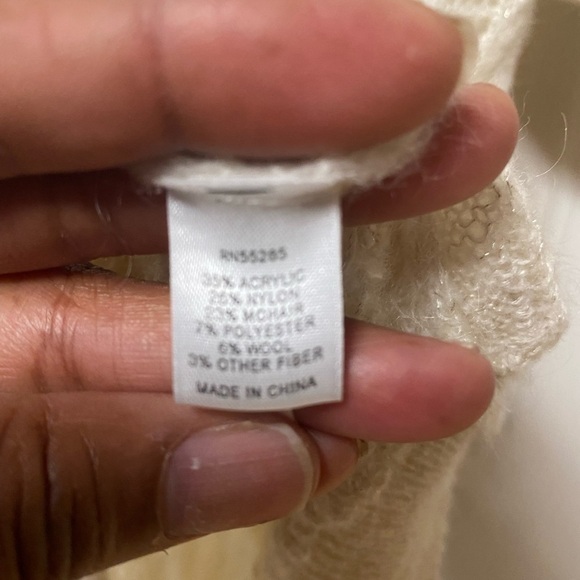 Express Design Studio XS Cream Short Sleeve Scoop Neck Open Knit Sweater Women's - Picture 5 of 7